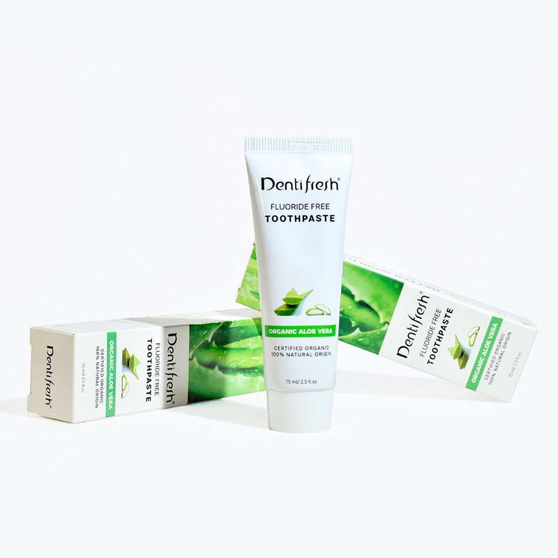 DENTIFRESH Natürliche zertifizierte Aloe Vera Zahnpasta 75 ml für erwachsene Kinder ohne Fluorid