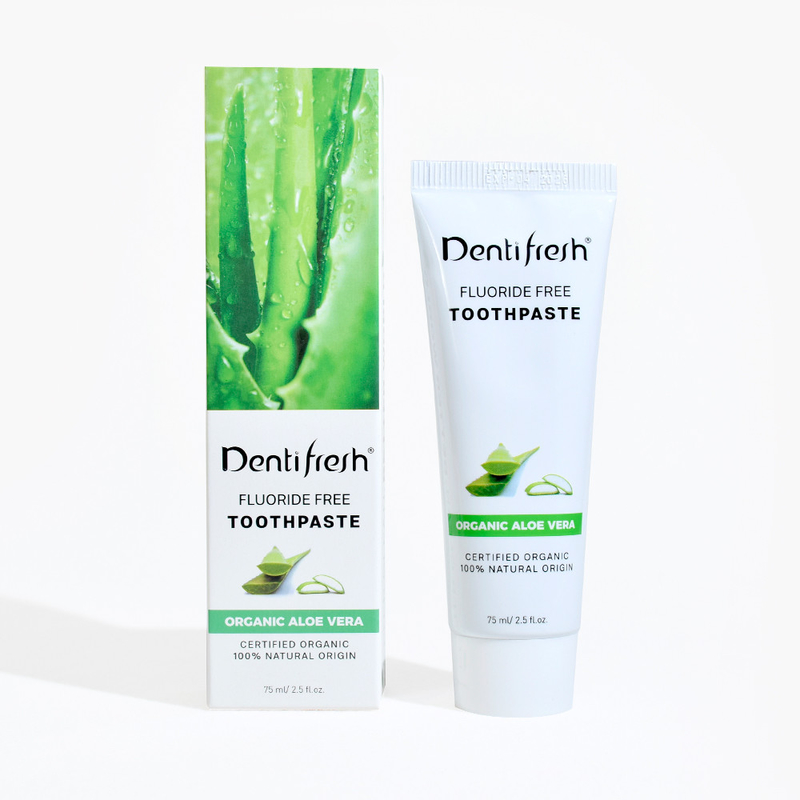 DENTIFRESH Natürliche zertifizierte Aloe Vera Zahnpasta 75 ml für erwachsene Kinder ohne Fluorid