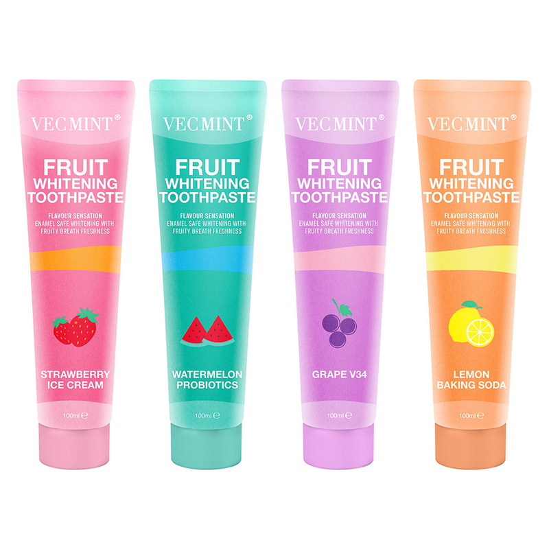 Vecmint 100ml Fruchtbleiche Zahnpasta Sammlung inklusive Wassermelone Probiotika Zitrone Backpulver & mehr Besseres Lächeln