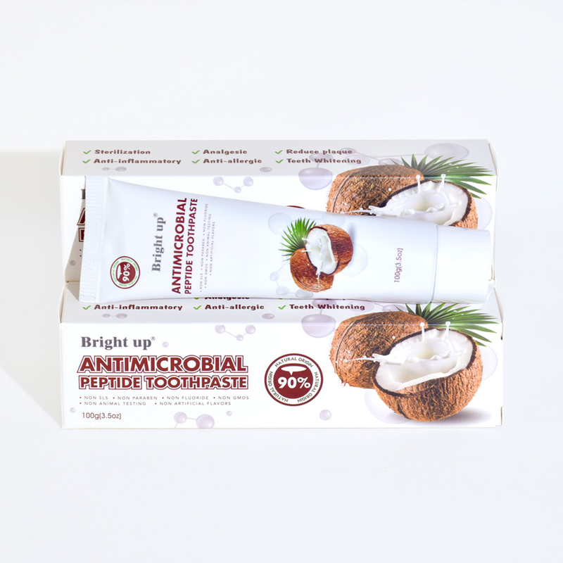 Hochwertige, helle, antimikrobielle Peptid-Zahnpasta, 100 g pro Tube Kokosnussöl