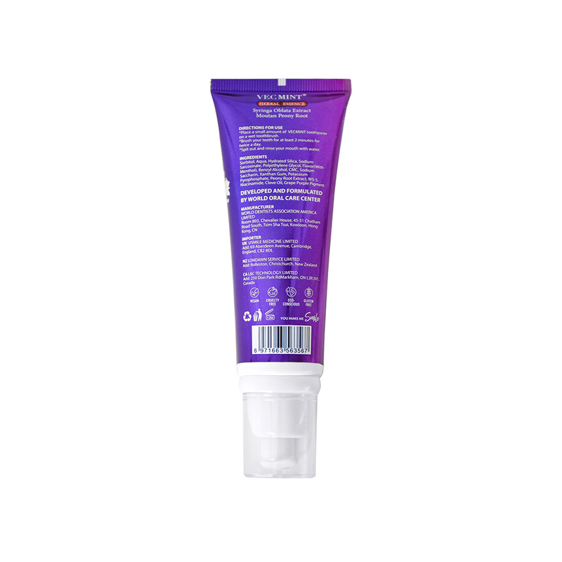 VECMINT 100 ml Zahnpasta aus pflanzlicher Essenz - mit Sophora Flavescens Extrakt & Malva Verticillata - Niacinamid-Bleichmittelformel