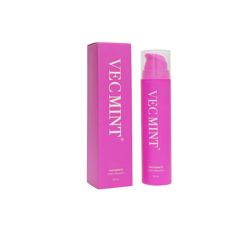 VECMINT Cherry Blossom Zahnpasta 50mL - Pump Flasche Design Fluoridfreie Mundpflege Paste für sanfte Zähne