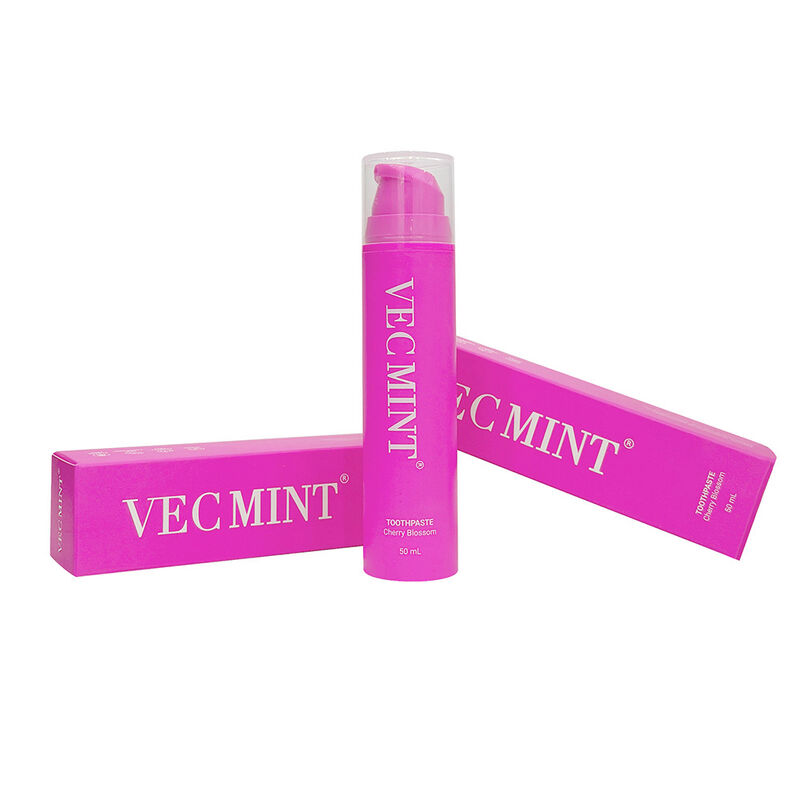 VECMINT Cherry Blossom Zahnpasta 50mL - Pump Flasche Design Fluoridfreie Mundpflege Paste für sanfte Zähne